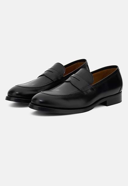 Leather Loafers, Black, hi-res