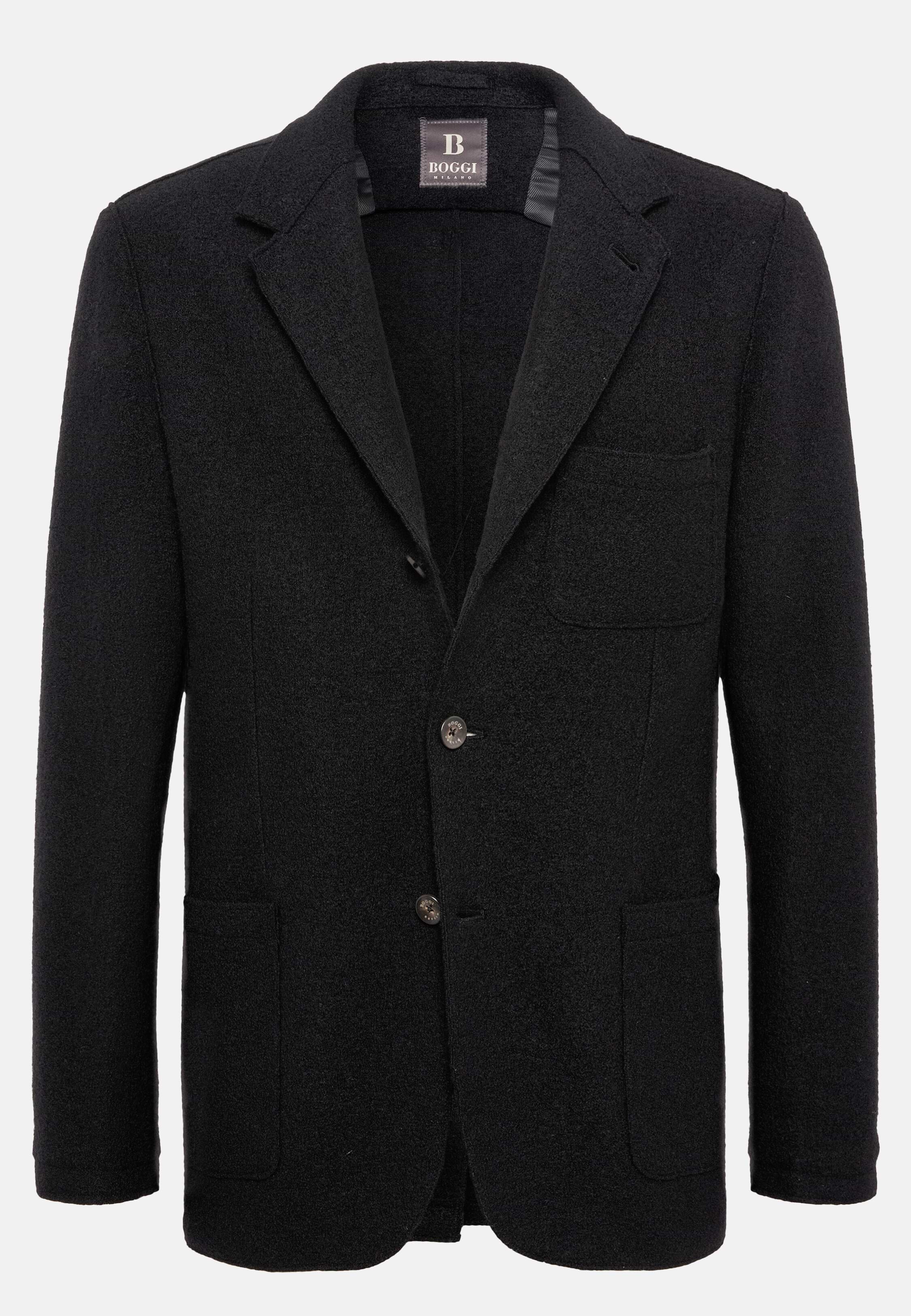 Men s Black B Jersey Pure Wool Jacket Boggi Milano