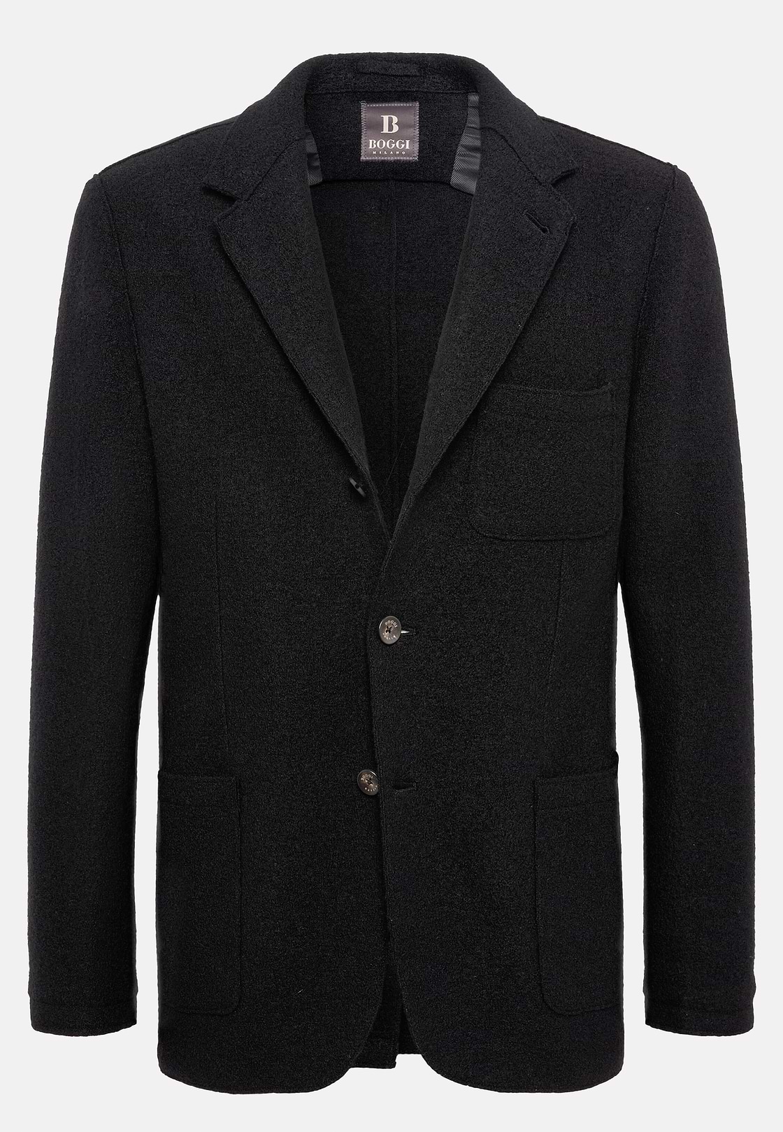 Men s Black B Jersey Pure Wool Jacket Boggi Milano