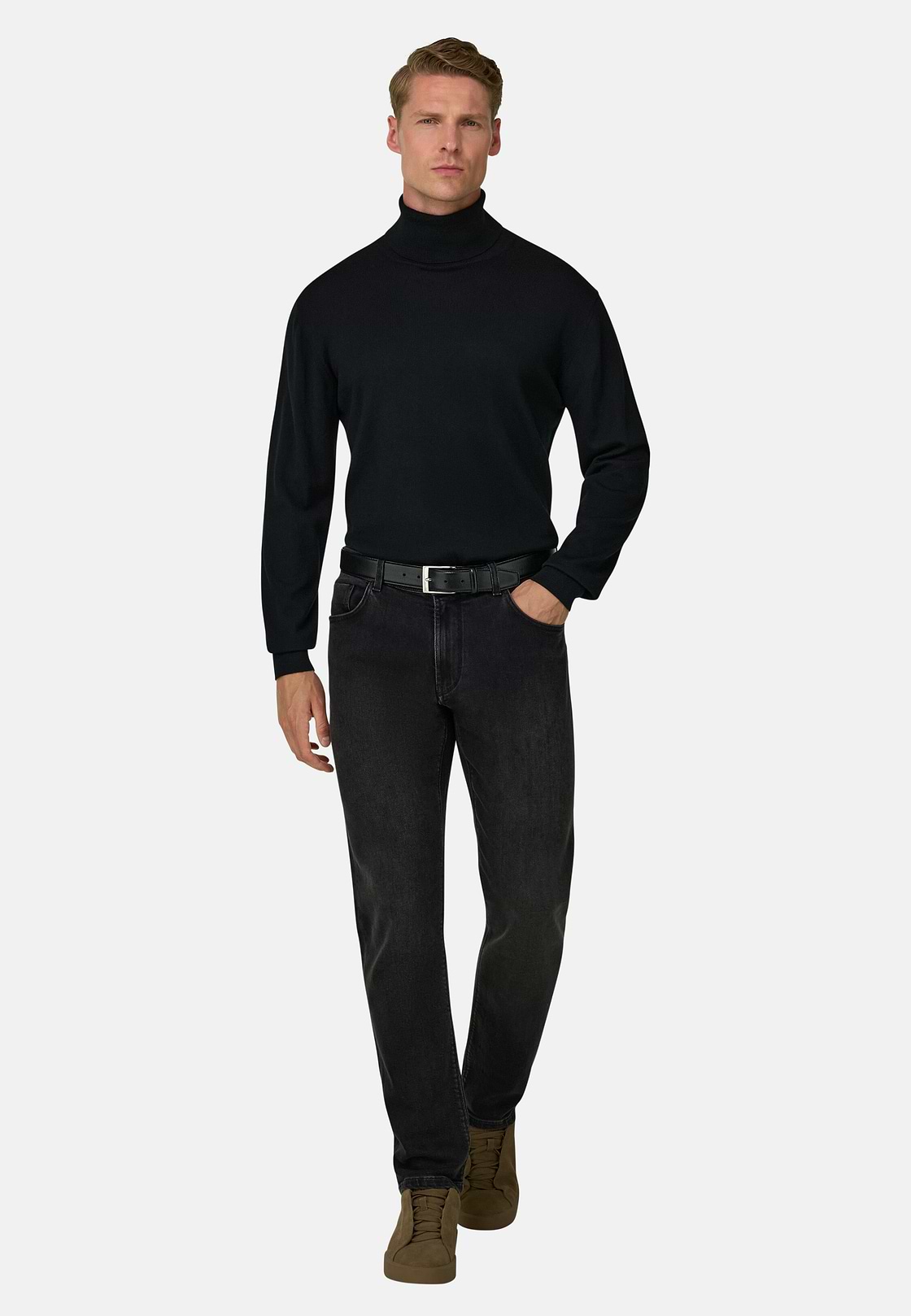 Rollkragenpullover aus extrafeiner Merinowolle, Schwarz, hi-res, 2