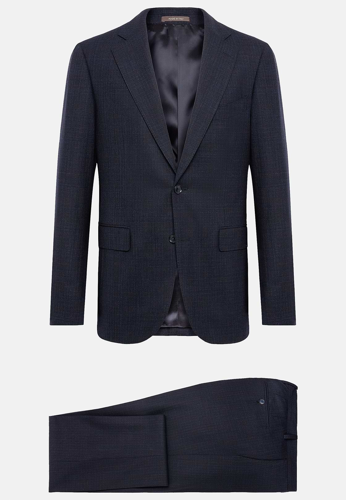 Navy Blue Micro Patterned Suit In Stretch Wool, Navy blue, hi-res