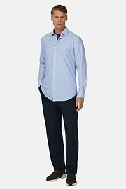 Overhemd Visgraat in Elastisch Nylon Slim Fit B Tech, Light Blue, thumb, 2