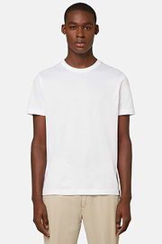 Jersey-t-shirt Aus Pimabaumwolle, Weiß, hi-res
