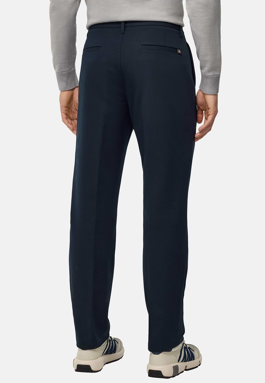 Stretch Cotton Trousers, Navy blue, hi-res