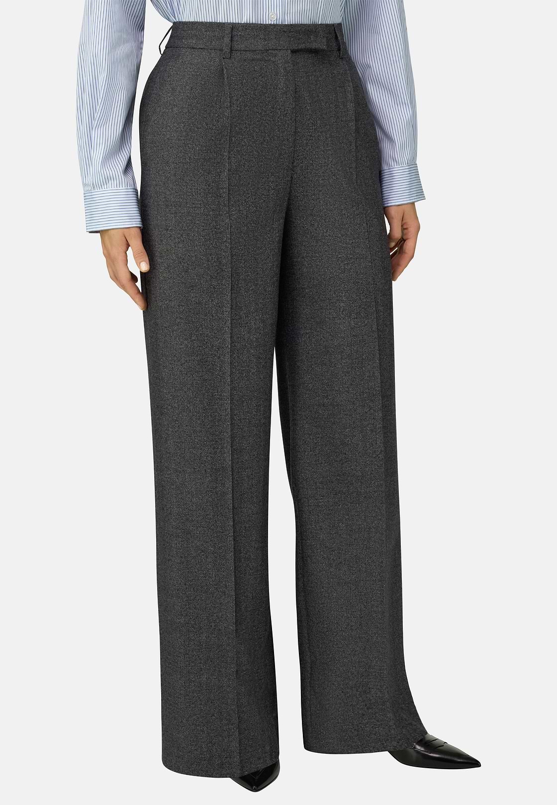 Broek van Wol met Eén Plooi, Grey, hi-res, 1