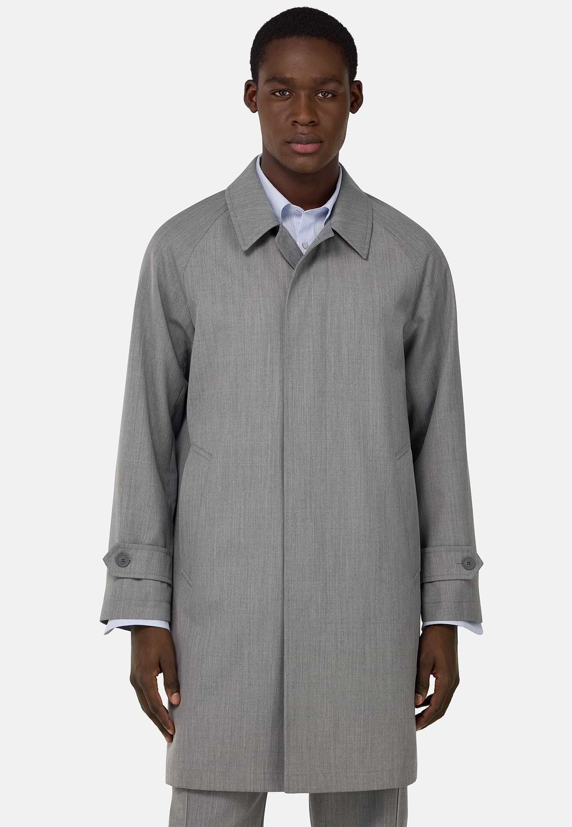 Pea Coat In Technical Wool, Grey, hi-res