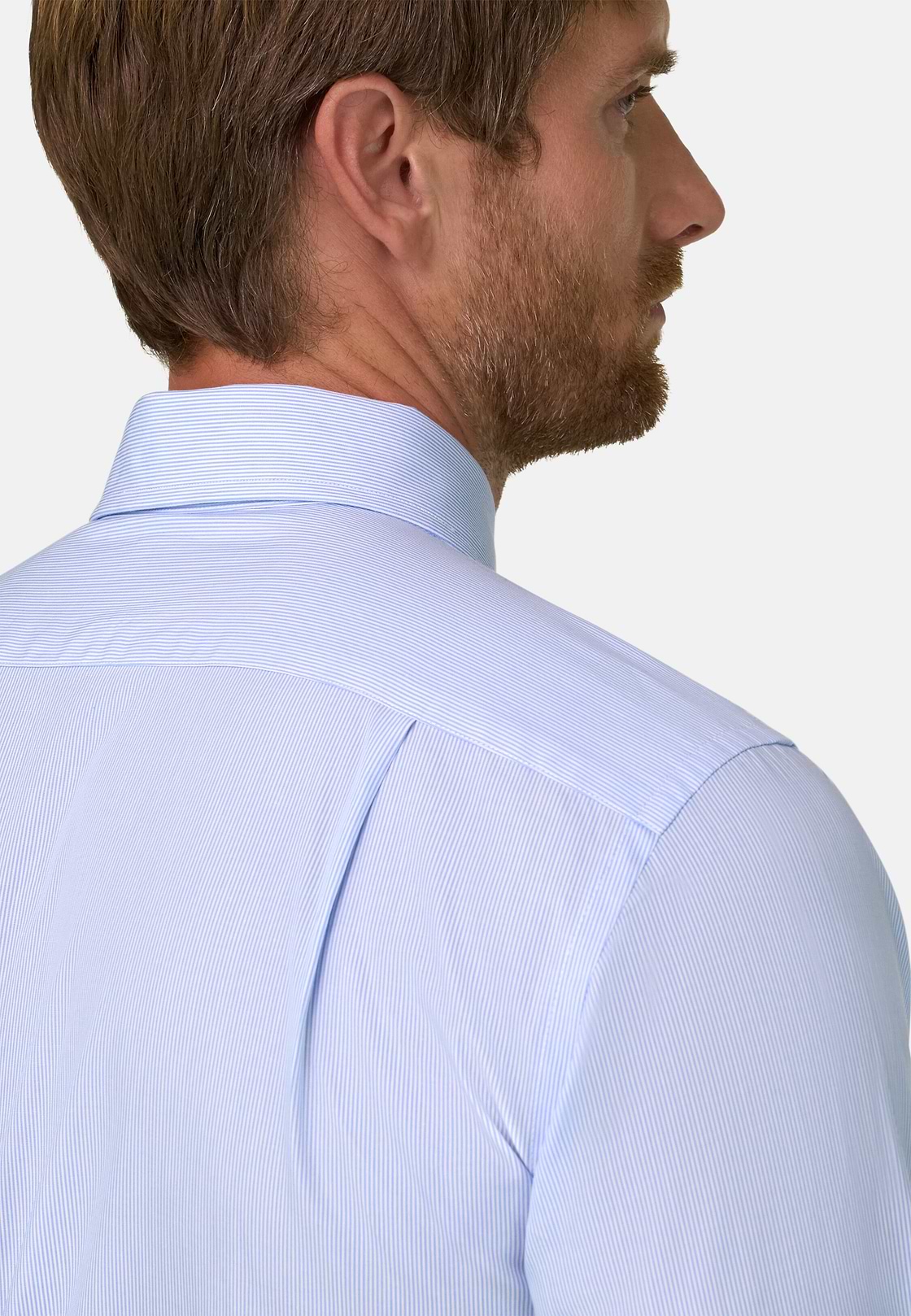 Shirt in Striped Cotton Poplin Regular Fit, Light Blue, hi-res, 4