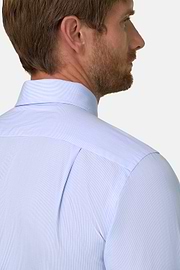 Shirt in Striped Cotton Poplin Regular Fit, Light Blue, thumb, 4