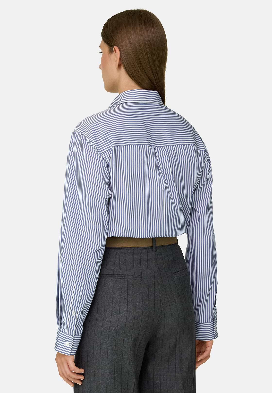 Striped Shirt Open Collar, Navy blue, hi-res, 4