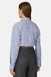 Striped Shirt Open Collar, Navy blue, thumb, 4