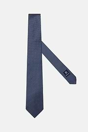 Micro Patterned Formal Silk Tie, Navy blue, hi-res