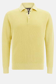 100% Organic Cotton Knitted Polo Shirt, Yellow, hi-res