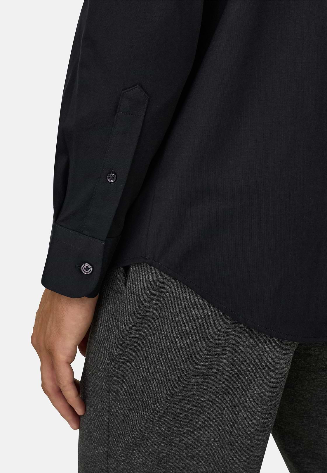 Polo Shirt in Cotton and Silk Regular Fit, Black, hi-res, 4