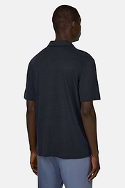Polo En Jersey De Lin Extensible, Bleu marine, thumb, 3