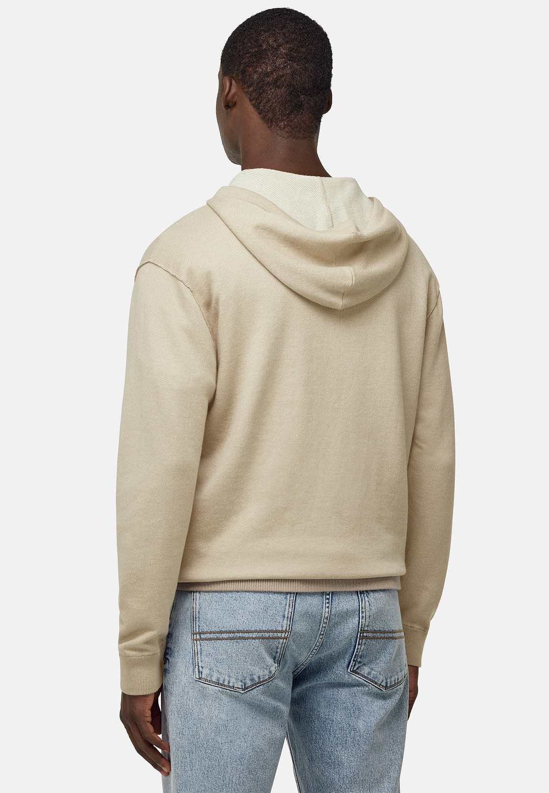 Half Zip Jumper in Cotton, Silk and Cashmere, Sand, hi-res