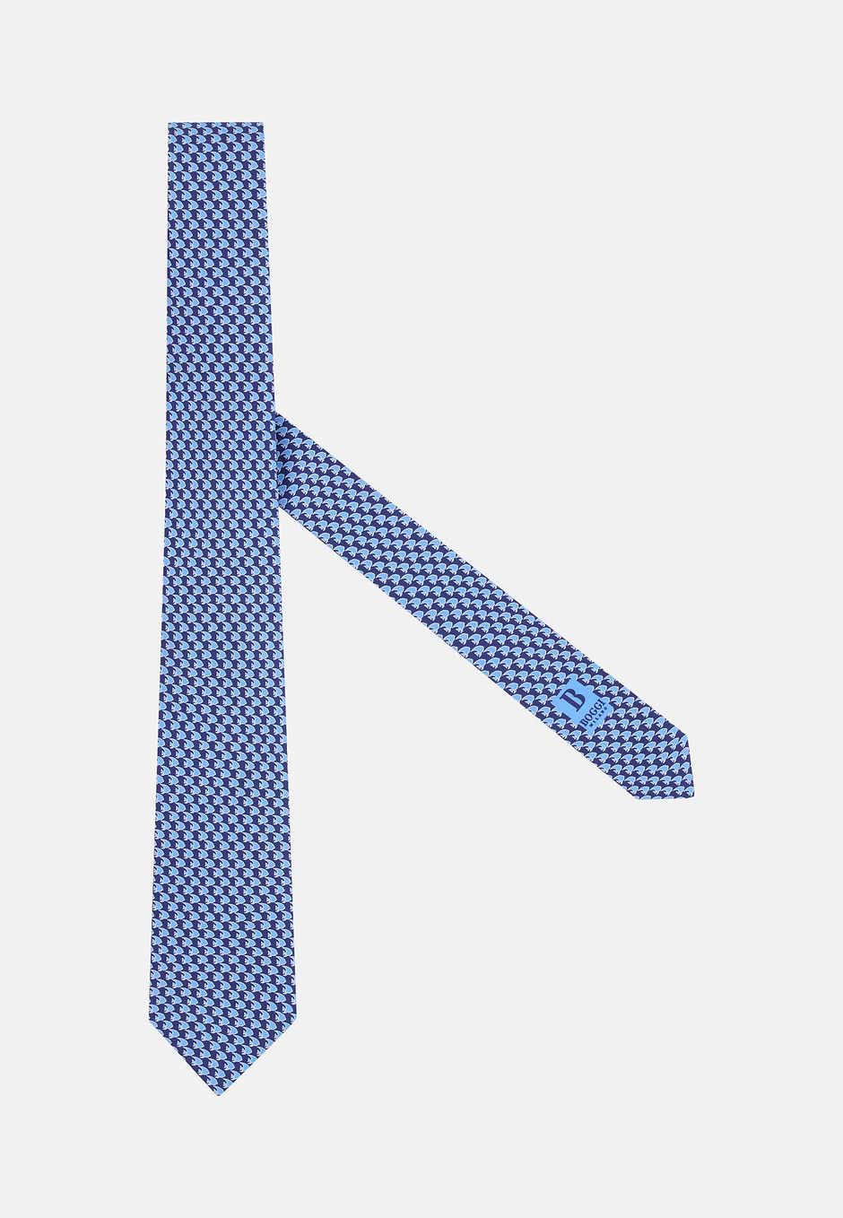Marine Print Silk Tie, Light Blue, hi-res