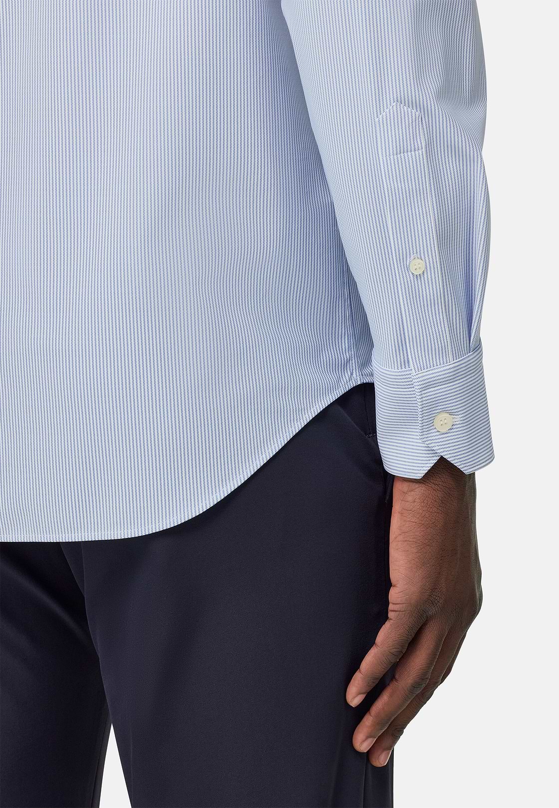 Slim Fit Stretch Nylon Shirt, Medium Blue, hi-res, 4