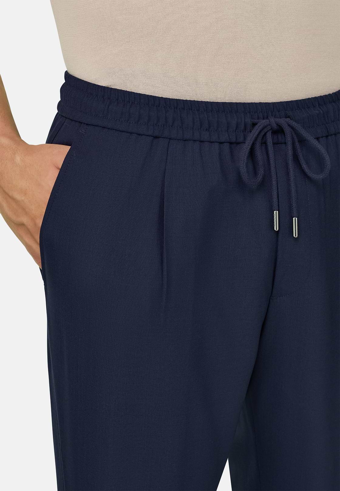 Hose Aus Wolle Mit Kordelzug, Navy blau, hi-res, 4
