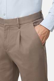 Stretch Cotton Trousers, Taupe, hi-res