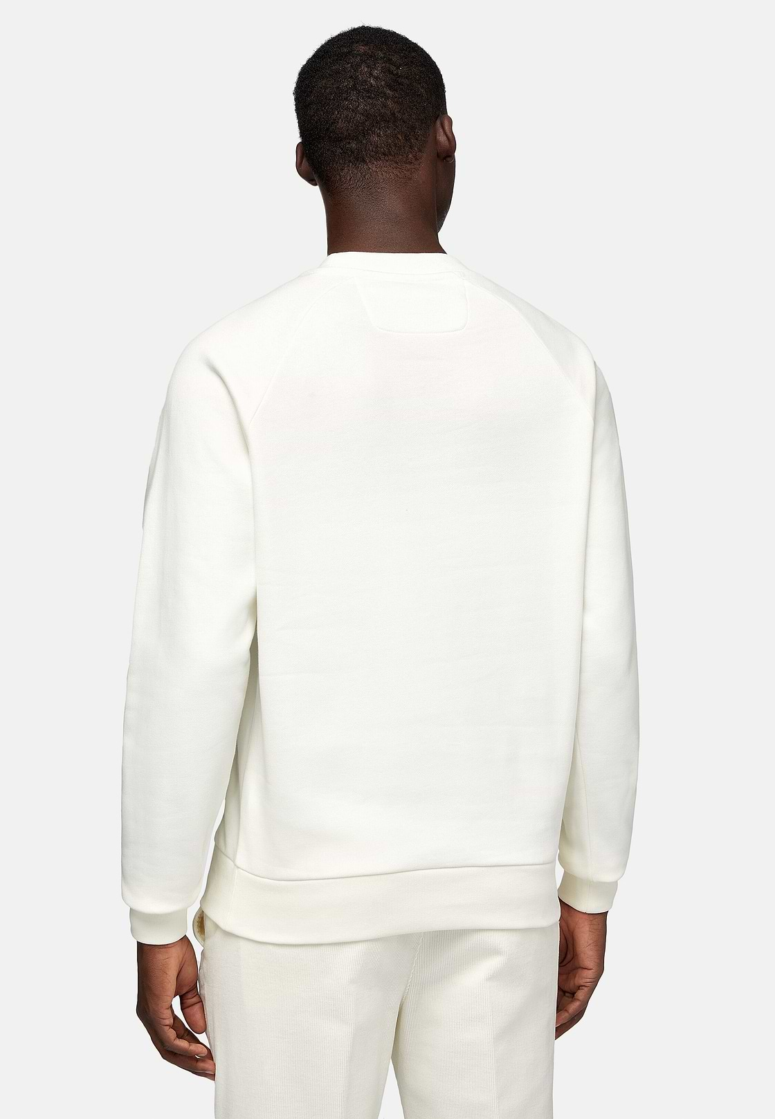 Sweatshirt de algodão com gola redonda, White, hi-res