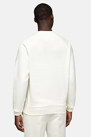 Katoenen sweatshirt met ronde hals, White, hi-res