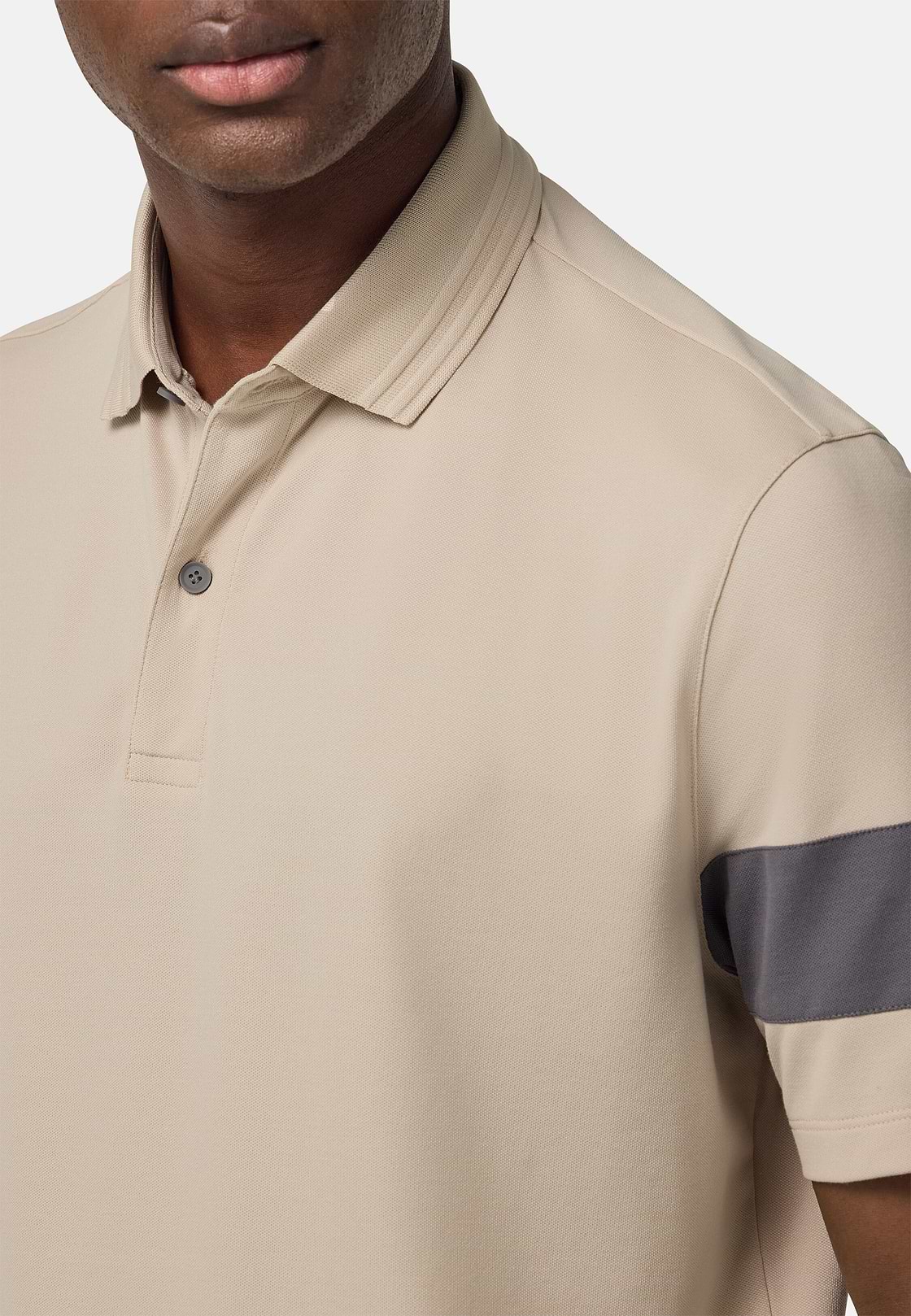 S.Cafè® High-Performance Piqué Polo Shirt, Sand, hi-res