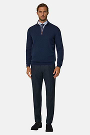 Pull Demi-Zip en Cachemire, bleu marine, thumb, 2