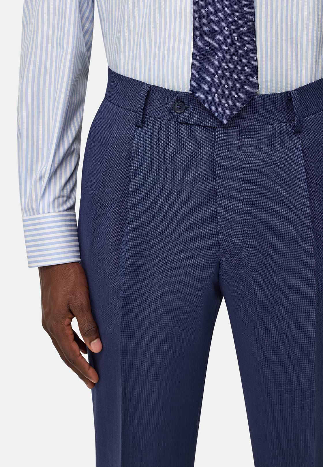 Micro Pattern Double-Breasted Suit in Pure Wool, Blue, hi-res