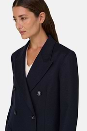 Coat in Pure Cashmere Double-Breasted, Navy blue, thumb, 3