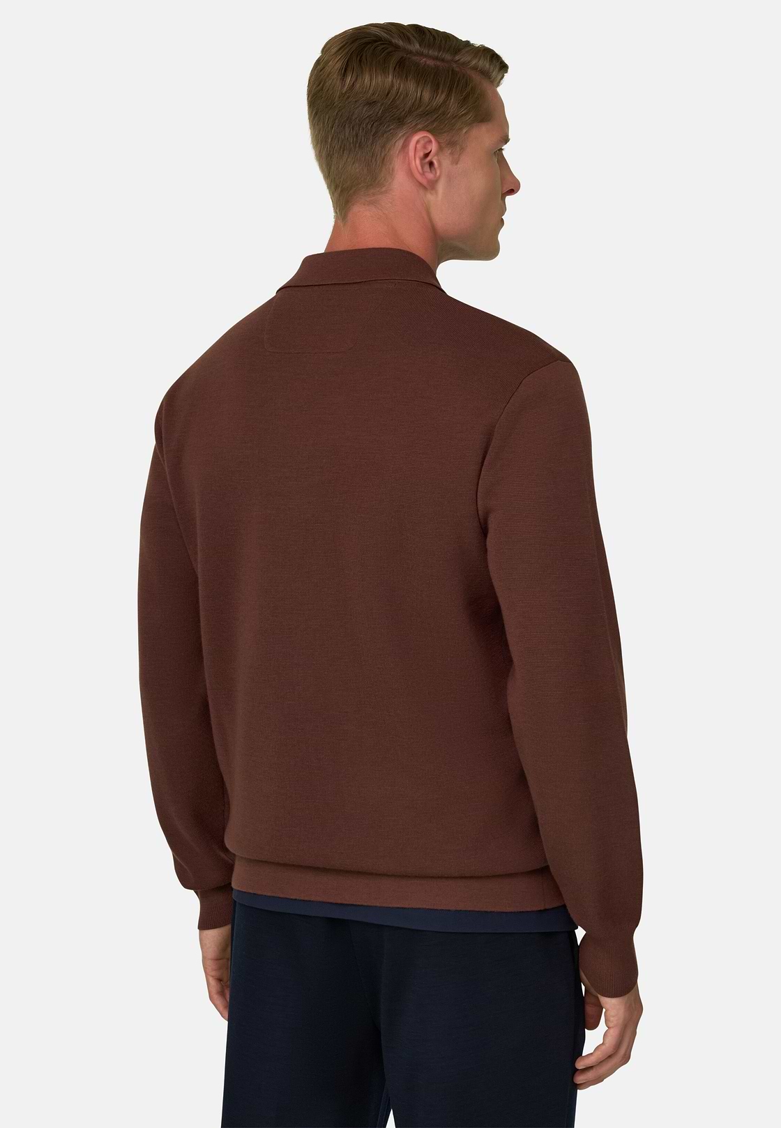 Gestricktes Polo Halber Reißverschluss Mischgewebe WOOLTECH, Rosso, hi-res, 4