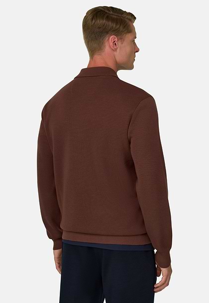 Polo z Dzianiny Pół Zamka Mieszanina WOOLTECH, Rot, hi-res