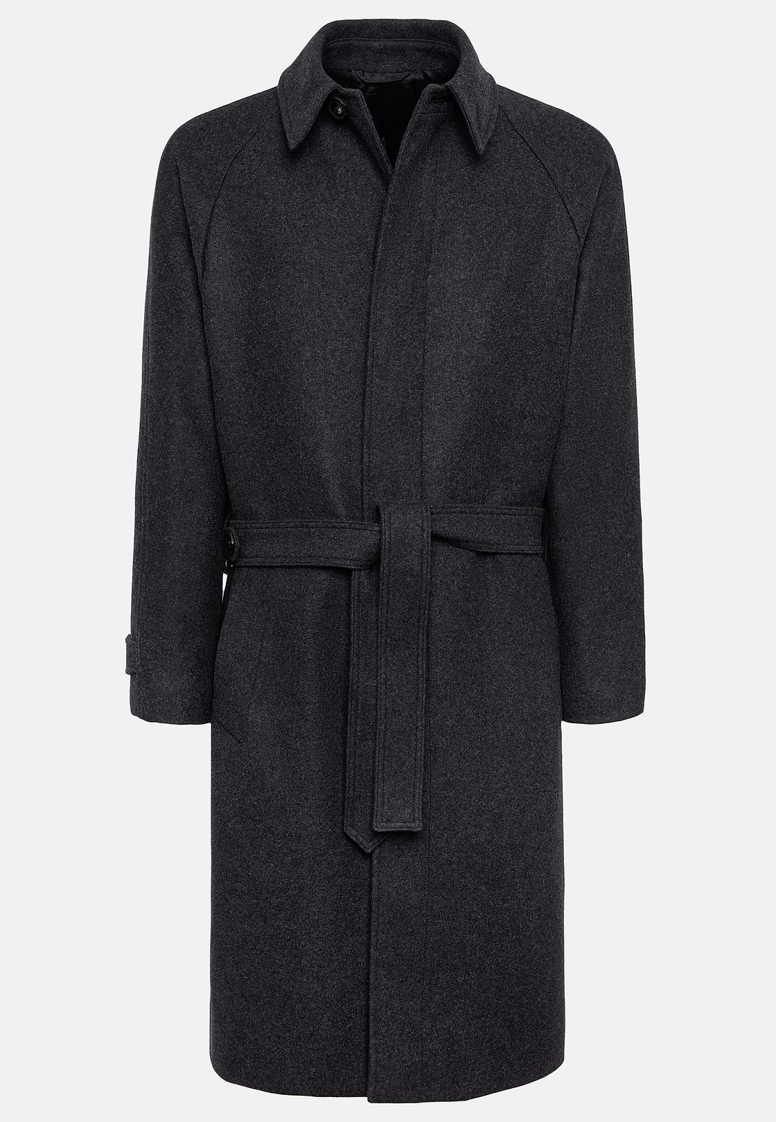 Single-breasted Wool Coat, Charcoal, hi-res