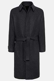 Single-breasted Wool Coat, Charcoal, hi-res