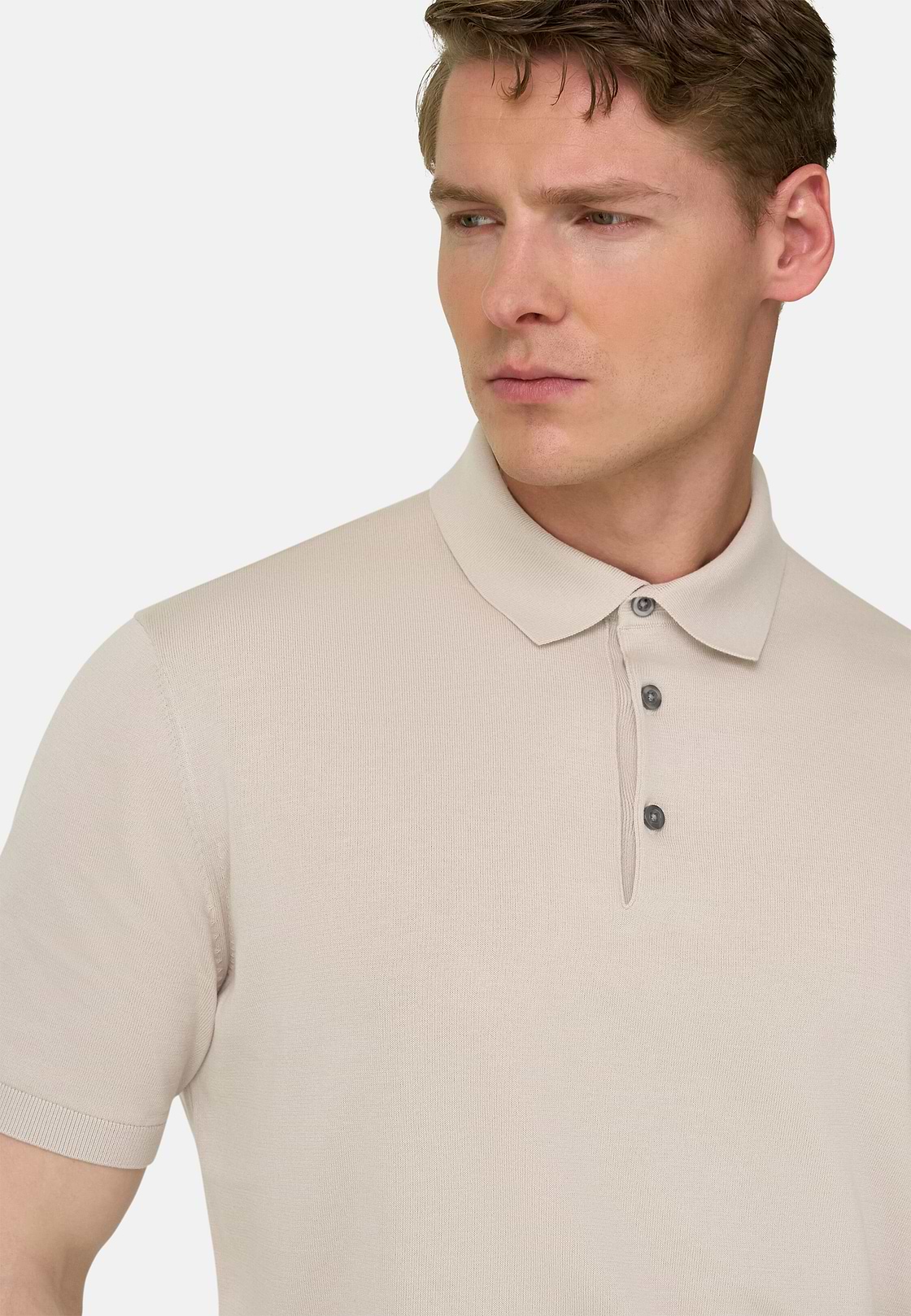 Poloshirt Aus Baumwollkrepp, Sand, hi-res, 4