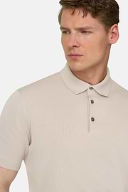 Poloshirt Aus Baumwollkrepp, Sand, thumb, 4