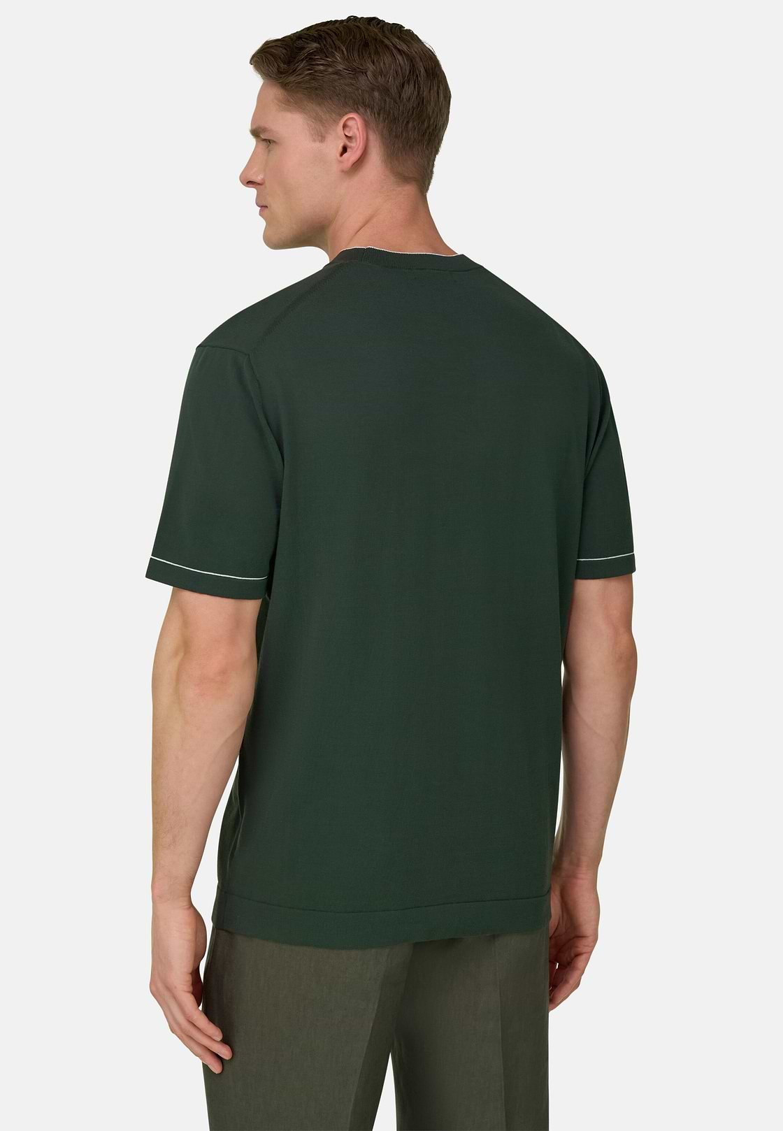 Strick-T-Shirt Aus Baumwollkrepp, Grün, hi-res, 3