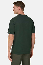 Strick-T-Shirt Aus Baumwollkrepp, Grün, thumb, 3