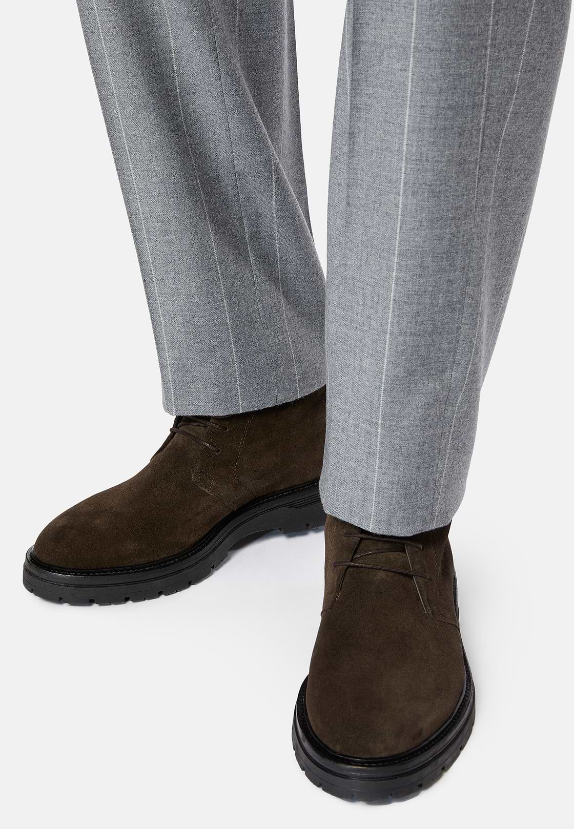 Suede Leather Ankle Boots, Brown, hi-res
