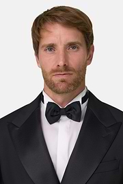 Stretch Wool Double-Breasted Dinner Jacket With Peak Lapels, Black, thumb, 3