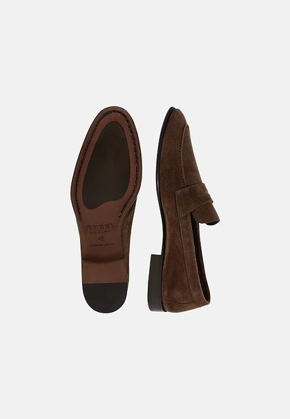 Leather Loafers, Dark brown, hi-res