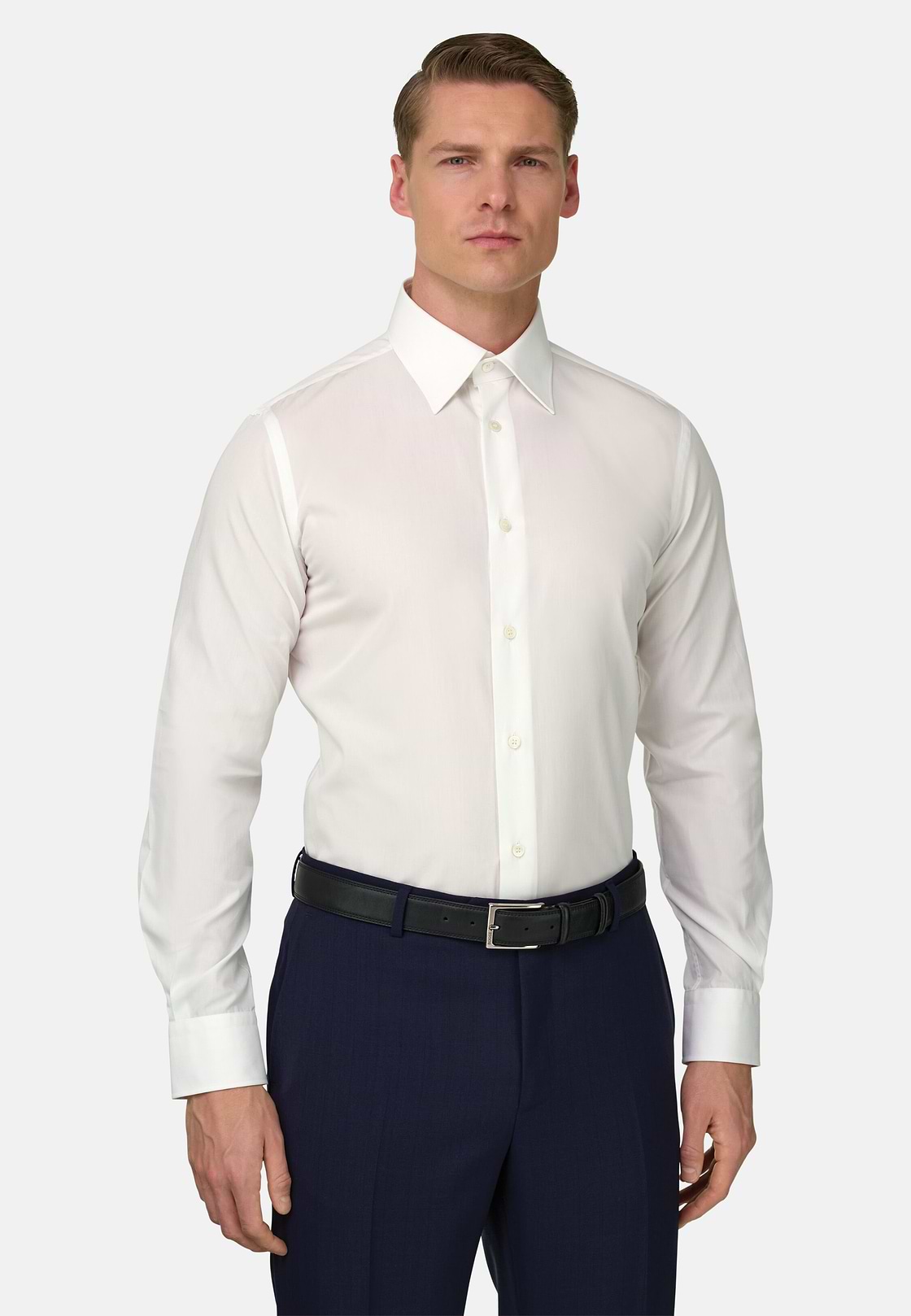 Camicia In Popeline Di Cotone Regular Fit, Bianco, hi-res, 1