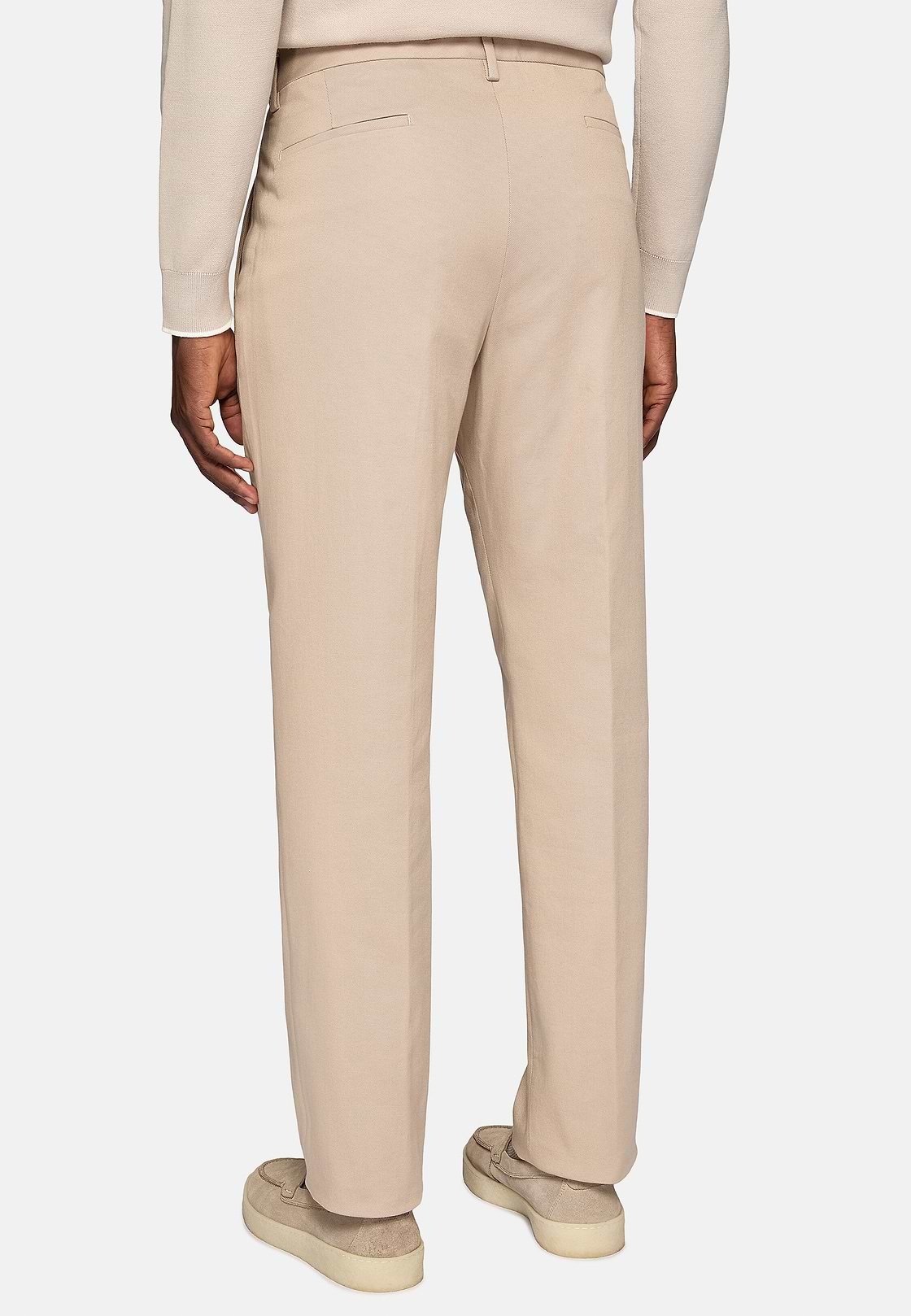 Pantalón De Gabardina De Algodón Elástico, Beige, hi-res