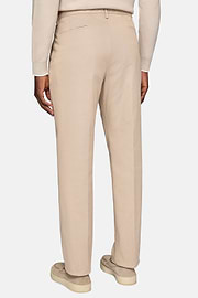 Pantalón De Gabardina De Algodón Elástico, Beige, hi-res