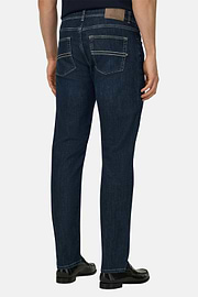 Dark Blue Stretch Denim Jeans, Dark Blue, thumb, 3