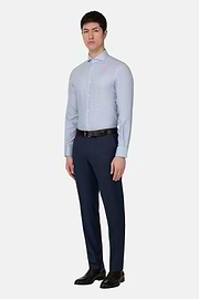 Camicia In Cotone Slim Fit, Blu, thumb, 2