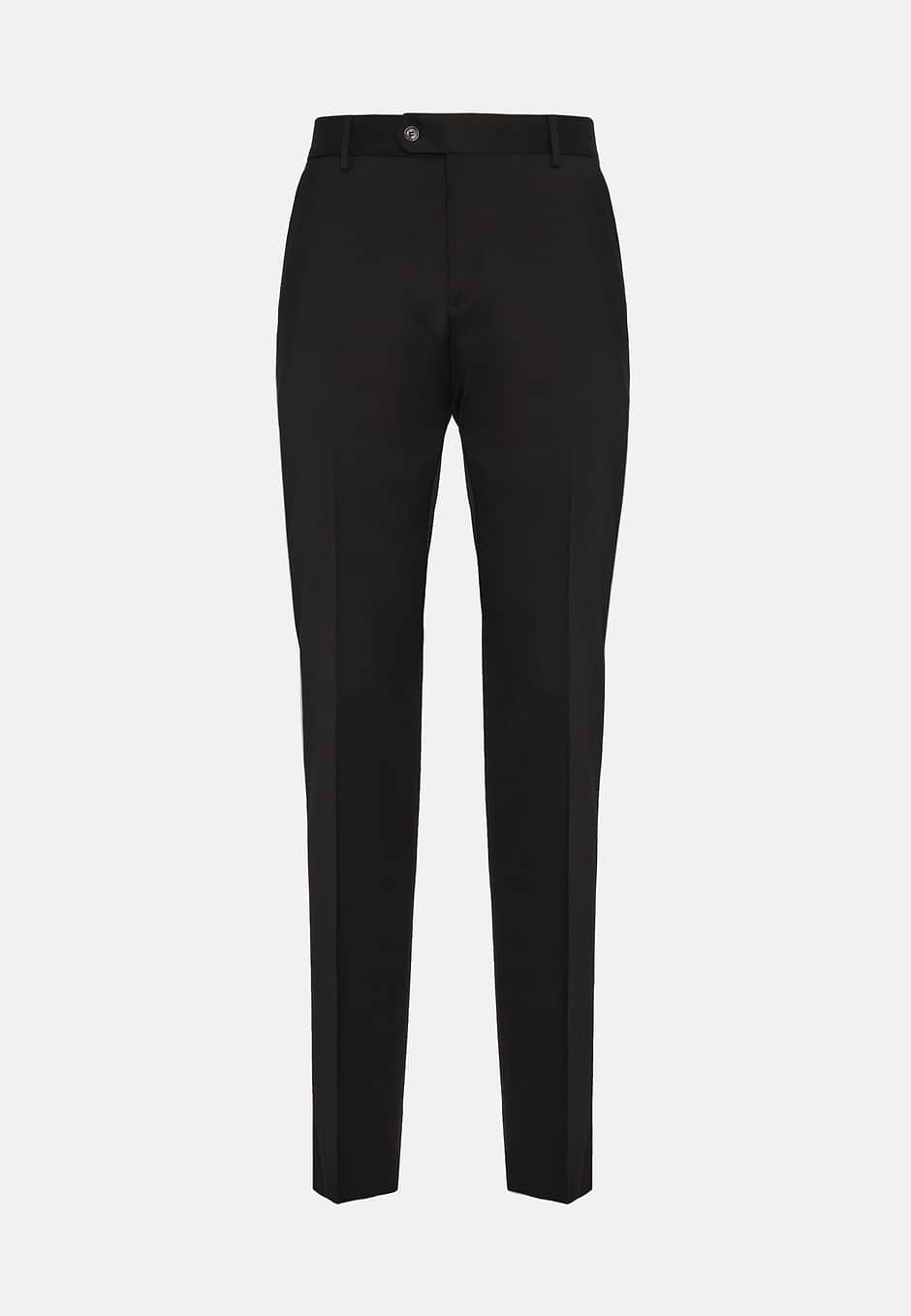 Trousers in Stretch Knitted Wool, Black, hi-res