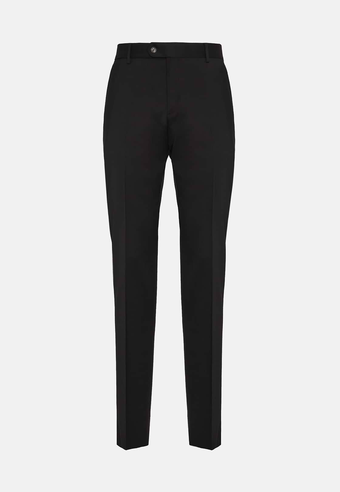 Trousers in Stretch Knitted Wool, Black, hi-res