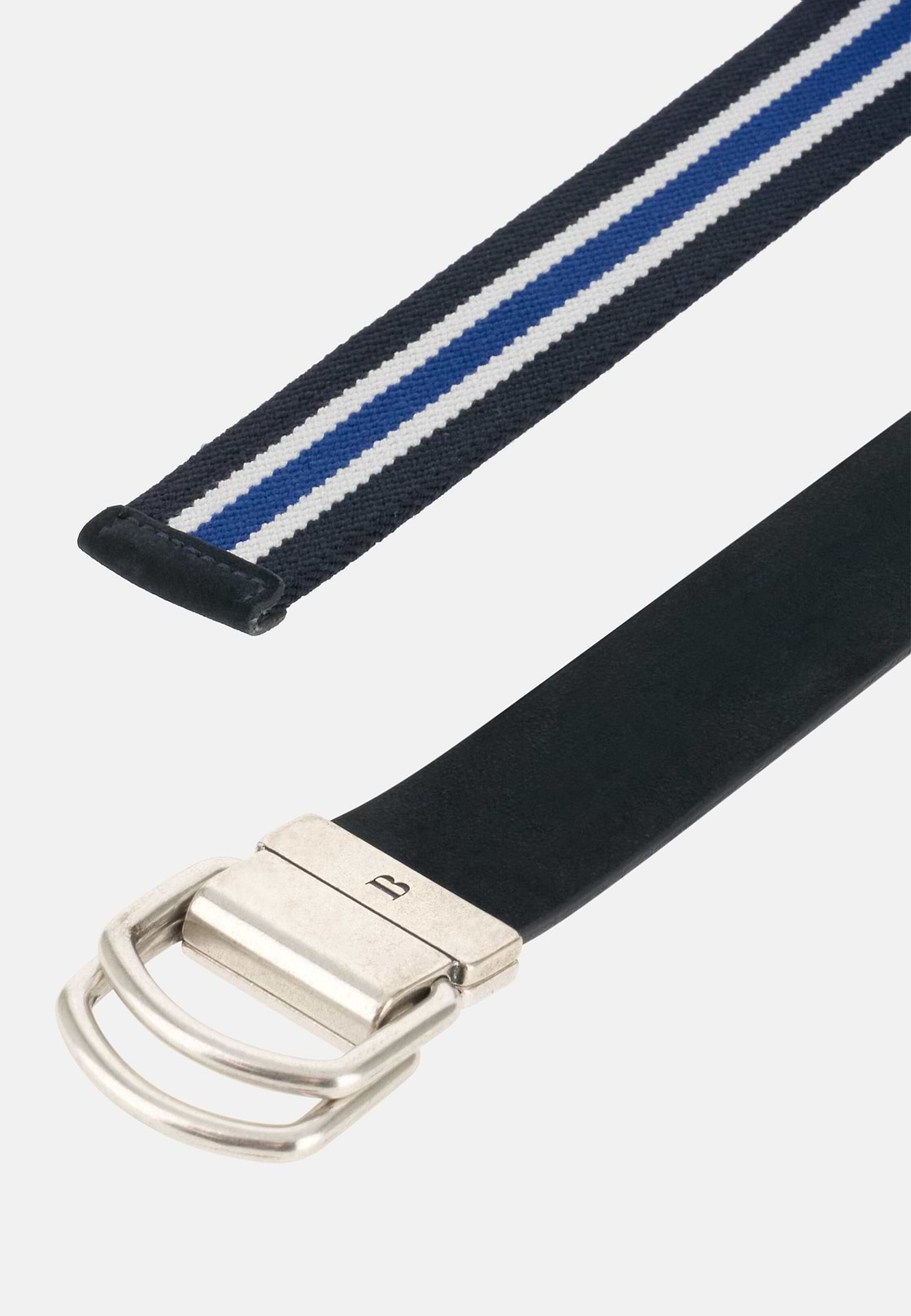 Ledergürtel mit elastischem Band, Navy blau, hi-res, 2