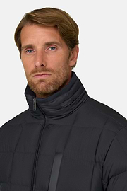 Bomber in Nylon Padded with Goose Down, Navy blue, thumb, 3