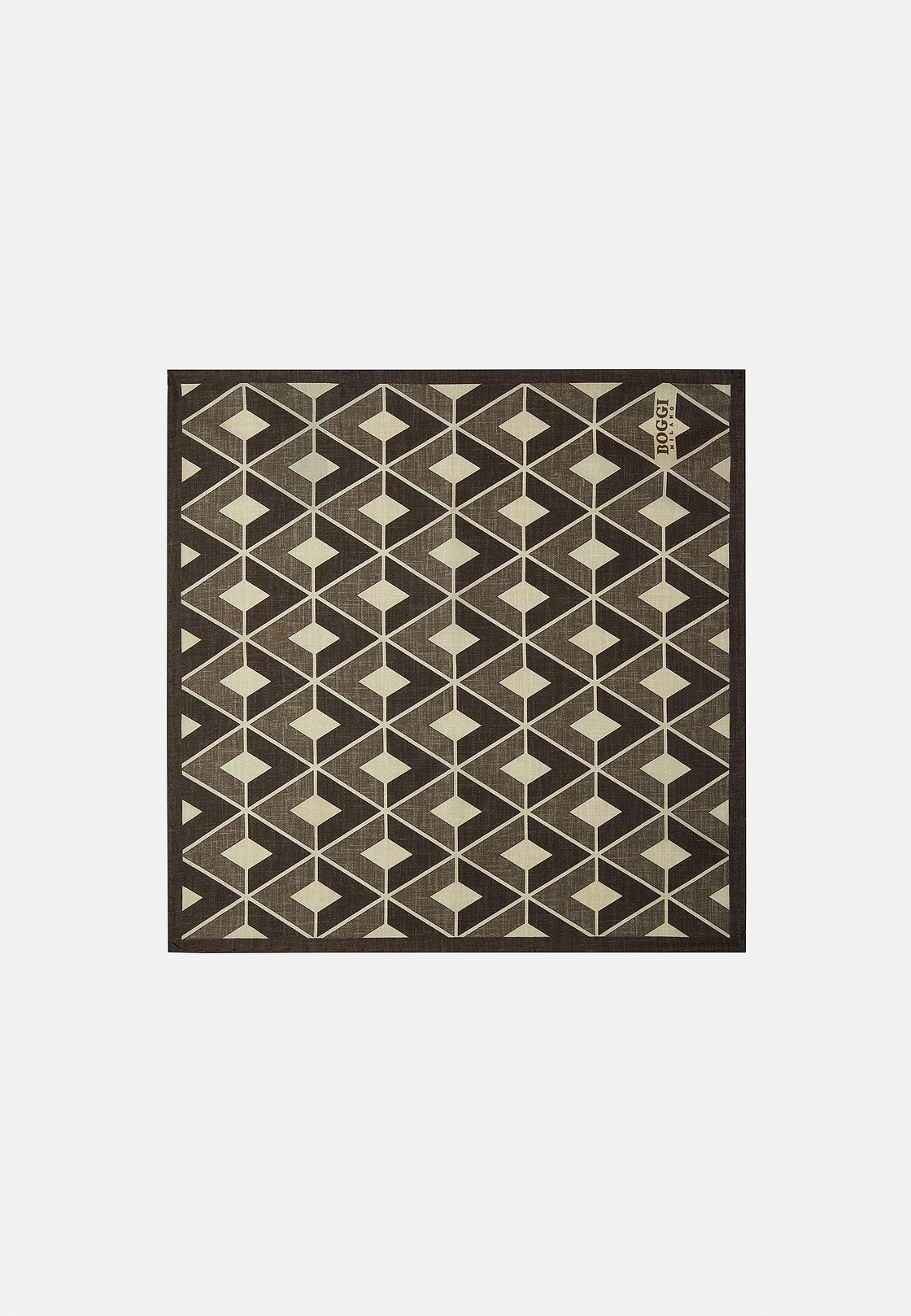 Macro Patterned Silk Pocket Square, Brown, hi-res